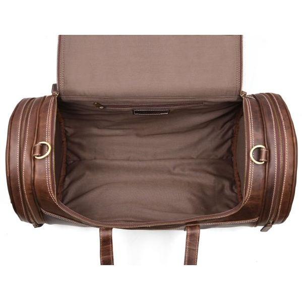 Cordoba Leather Barrel Bag - Brun