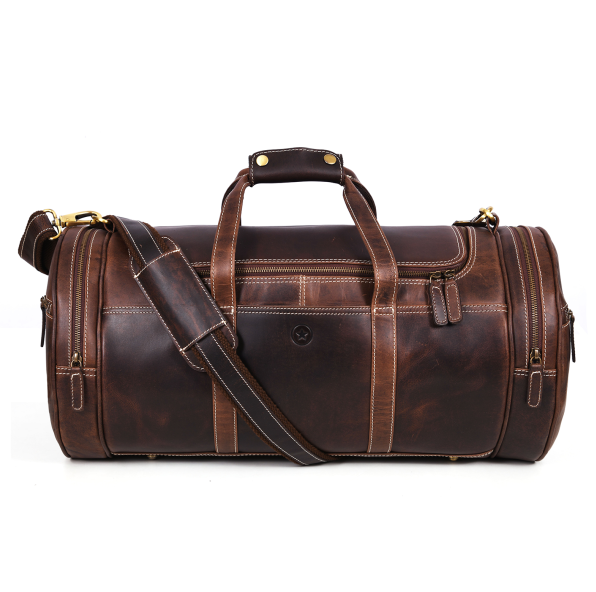 Cordoba Leather Barrel Bag - Brun